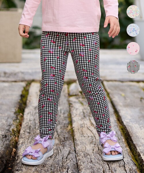 ANY（エニィ）の「総柄フルレングスレギンス（レギンス/スパッツ・キッズ・ブラック系3/アイボリー系5/サックスブルー系5/ピンク系3・90/100/110/120/130）」の2枚目の写真