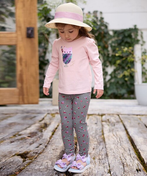 ANY（エニィ）の「総柄フルレングスレギンス（レギンス/スパッツ・キッズ・ブラック系3/アイボリー系5/サックスブルー系5/ピンク系3・90/100/110/120/130）」の6枚目の写真