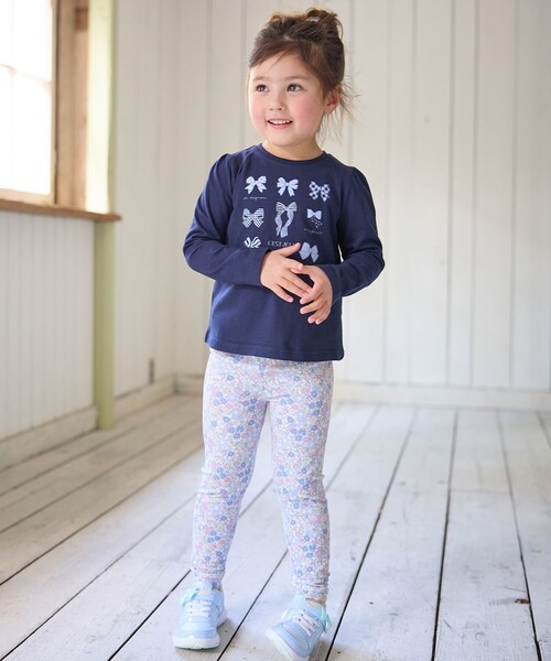 ANY（エニィ）の「総柄フルレングスレギンス（レギンス/スパッツ・キッズ・ブラック系3/アイボリー系5/サックスブルー系5/ピンク系3・90/100/110/120/130）」の11枚目の写真