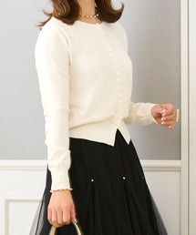 フロントスカラップ パール付き コート Prima Scherrer（ノーカラー