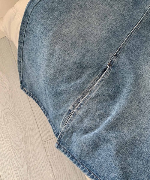 aimoha（アイモハ）の「【aimoha】ハイウエストデニムスカート（デニムスカート・レディース・ブルー・X-SMALL/SMALL/MEDIUM/LARGE/X-LARGE）」の4枚目の写真