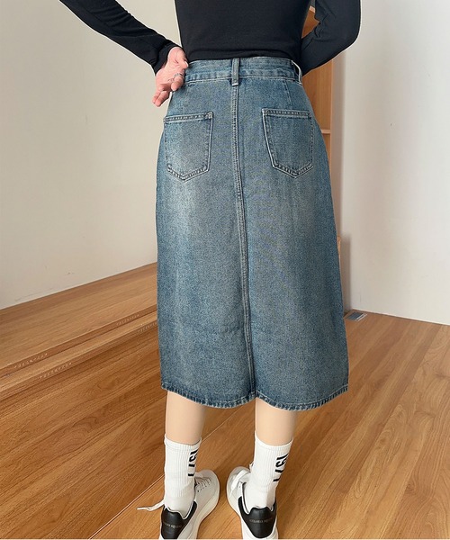 aimoha（アイモハ）の「【aimoha】ハイウエストデニムスカート（デニムスカート・レディース・ブルー・X-SMALL/SMALL/MEDIUM/LARGE/X-LARGE）」の9枚目の写真