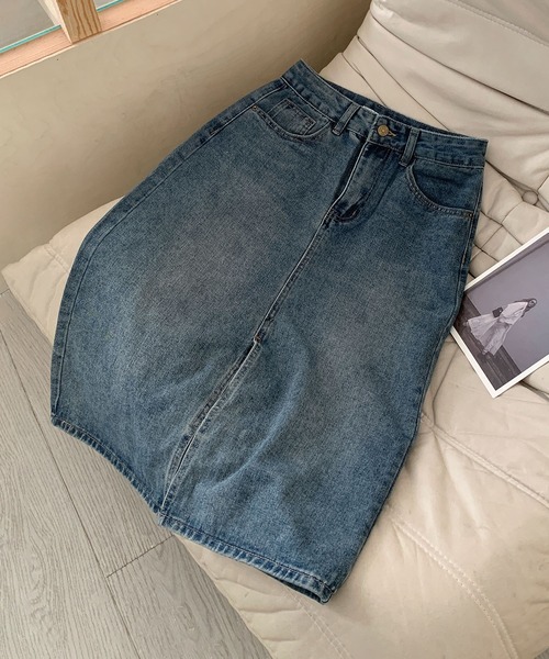 aimoha（アイモハ）の「【aimoha】ハイウエストデニムスカート（デニムスカート・レディース・ブルー・X-SMALL/SMALL/MEDIUM/LARGE/X-LARGE）」の14枚目の写真