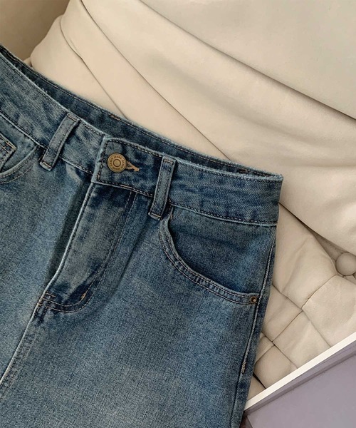 aimoha（アイモハ）の「【aimoha】ハイウエストデニムスカート（デニムスカート・レディース・ブルー・X-SMALL/SMALL/MEDIUM/LARGE/X-LARGE）」の2枚目の写真