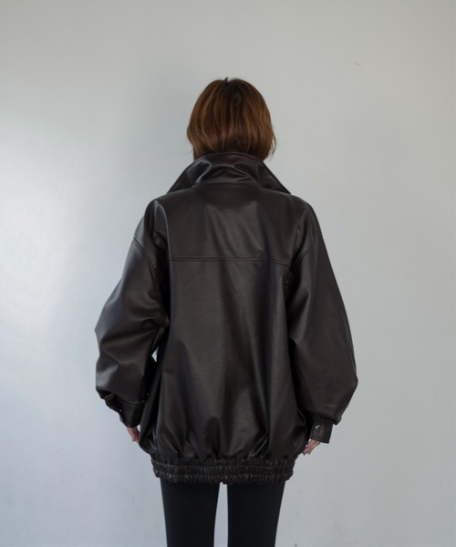 My shawty（ﾏｲｼｬｳﾃｨｰ）の「f/leather stand over blouson（ブルゾン・レディース・ダークブラウン/ブラック・FREE）」の10枚目の写真