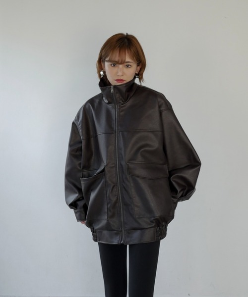 My shawty（ﾏｲｼｬｳﾃｨｰ）の「f/leather stand over blouson（ブルゾン・レディース・ダークブラウン/ブラック・FREE）」の11枚目の写真