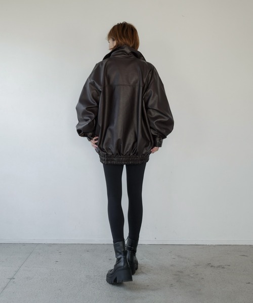 My shawty（ﾏｲｼｬｳﾃｨｰ）の「f/leather stand over blouson（ブルゾン・レディース・ダークブラウン/ブラック・FREE）」の8枚目の写真