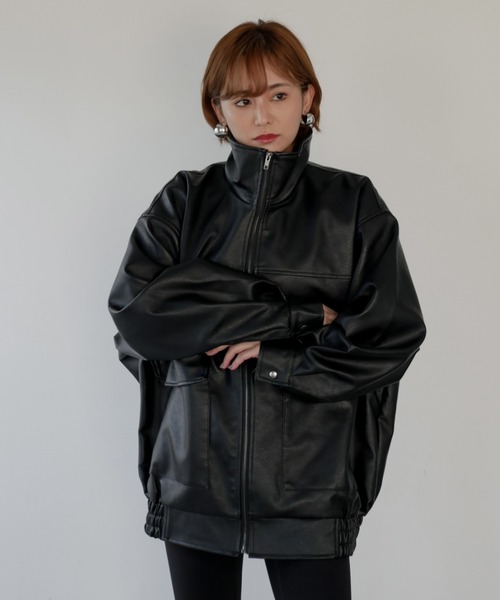 My shawty（ﾏｲｼｬｳﾃｨｰ）の「f/leather stand over blouson（ブルゾン・レディース・ダークブラウン/ブラック・FREE）」の18枚目の写真