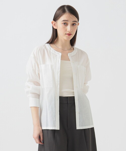 B:MING by BEAMS（ビーミングバイビームス）の「【手洗いOK】シアー シャツ（S～M）（シャツ/ブラウス・レディース・ブラック/オフホワイト/ミント・MEDIUM/SMALL）」の7枚目の写真