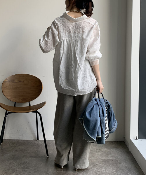 【DOU DOU】　ドロストスキッパーシャツ　ブラック WEB限定】ドロストスキッパーシャツ（シャツ/ブラウス）｜DouDou