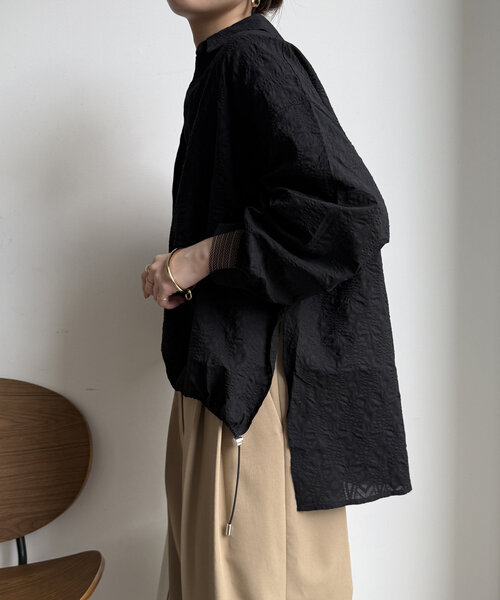 DouDou(ドゥドゥ)の「【WEB限定】ドロストスキッパーシャツ(シャツ/ブラウス・レディース・ブラック/ブルー系その他/オフホワイト・FREE)」の20枚目の写真