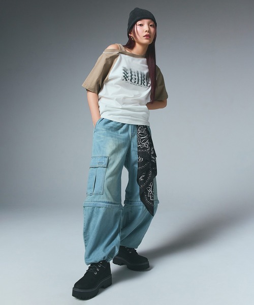 X-girl（エックスガール）の「FADED BEANIE（ニットキャップ/ビーニー・レディース・ブラック/ネイビー・ONE SIZE）」の4枚目の写真