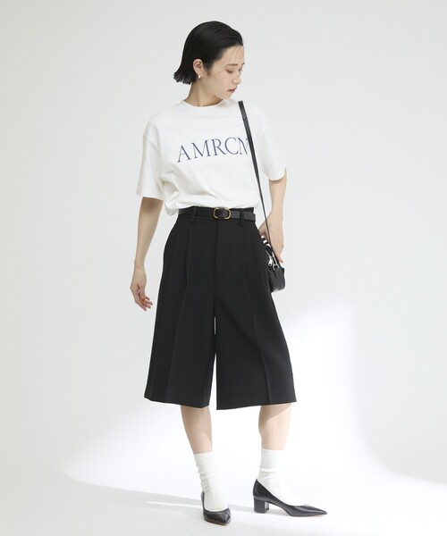 AMERICANA(アメリカーナ)の「Americana/アメリカーナ 別注 丸胴 ラフィー天竺 プリントTEE / リラックスフィット フロントプリント半袖Tシャツ(Tシャツ/カットソー・レディース・チャコールグレー/ホワイト・ONE SIZE)」の14枚目の写真