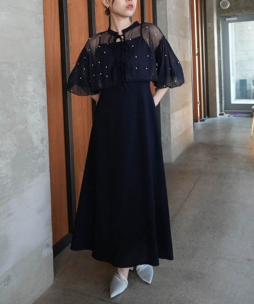 セール】【再入荷！】パール付きチュールボレロ＋キャミ