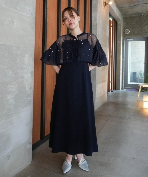 セール】【再入荷！】パール付きチュールボレロ＋キャミワンピース