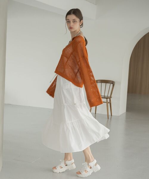 RETRO GIRL（レトロガール）の「ドロストナイロンSK（スカート・レディース・ブラック/オフホワイト/ベージュ・FREE）」の6枚目の写真