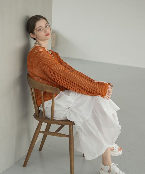 RETRO GIRL（レトロガール）の「ドロストナイロンSK（スカート・レディース・ブラック/オフホワイト/ベージュ・FREE）」の8枚目の写真