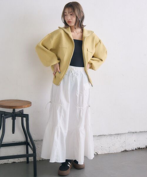 RETRO GIRL（レトロガール）の「ドロストナイロンSK（スカート・レディース・ブラック/オフホワイト/ベージュ・FREE）」の17枚目の写真