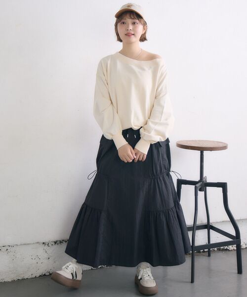 RETRO GIRL（レトロガール）の「ドロストナイロンSK（スカート・レディース・ブラック/オフホワイト/ベージュ・FREE）」の19枚目の写真