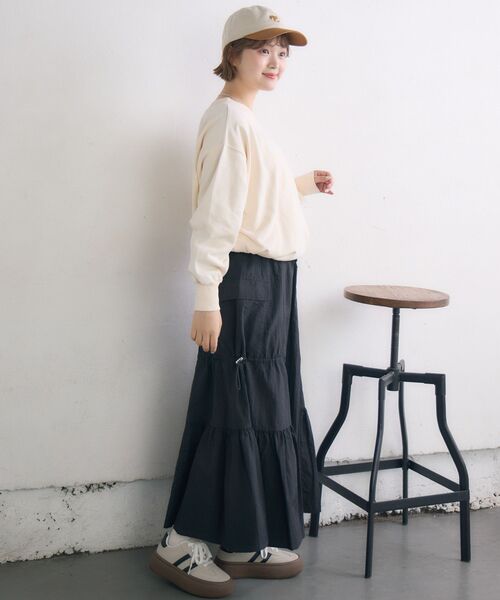 RETRO GIRL（レトロガール）の「ドロストナイロンSK（スカート・レディース・ブラック/オフホワイト/ベージュ・FREE）」の20枚目の写真