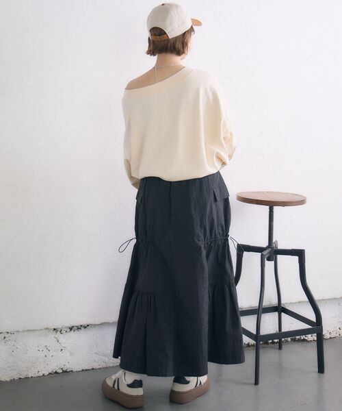 RETRO GIRL（レトロガール）の「ドロストナイロンSK（スカート・レディース・ブラック/オフホワイト/ベージュ・FREE）」の22枚目の写真