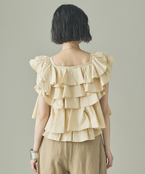 Curensology（カレンソロジー）の「Curensology(カレンソロジー)/ポプリンラッフルブラウス（シャツ/ブラウス・レディース・ホワイト/チャコールグレー/クリーム・FREE）」の18枚目の写真