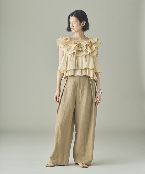 Curensology（カレンソロジー）の「Curensology(カレンソロジー)/ポプリンラッフルブラウス（シャツ/ブラウス・レディース・ホワイト/チャコールグレー/クリーム・FREE）」の19枚目の写真