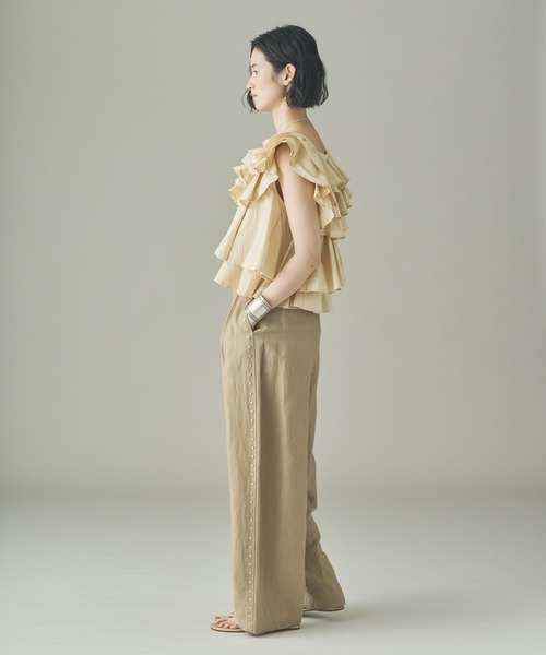 Curensology（カレンソロジー）の「Curensology(カレンソロジー)/ポプリンラッフルブラウス（シャツ/ブラウス・レディース・ホワイト/チャコールグレー/クリーム・FREE）」の20枚目の写真