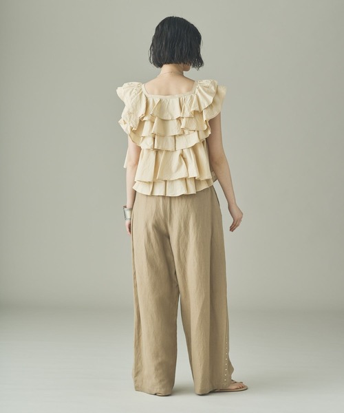 Curensology（カレンソロジー）の「Curensology(カレンソロジー)/ポプリンラッフルブラウス（シャツ/ブラウス・レディース・ホワイト/チャコールグレー/クリーム・FREE）」の21枚目の写真