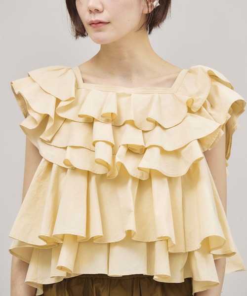 Curensology（カレンソロジー）の「Curensology(カレンソロジー)/ポプリンラッフルブラウス（シャツ/ブラウス・レディース・ホワイト/チャコールグレー/クリーム・FREE）」の22枚目の写真