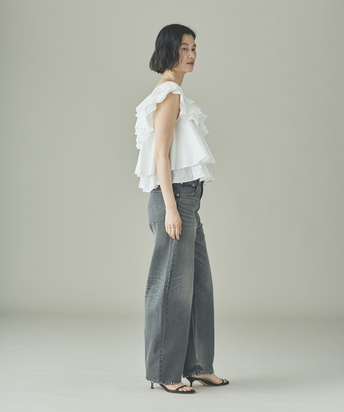 Curensology（カレンソロジー）の「Curensology(カレンソロジー)/ポプリンラッフルブラウス（シャツ/ブラウス・レディース・ホワイト/チャコールグレー/クリーム・FREE）」の8枚目の写真