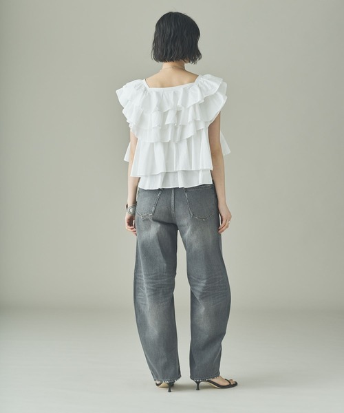 Curensology（カレンソロジー）の「Curensology(カレンソロジー)/ポプリンラッフルブラウス（シャツ/ブラウス・レディース・ホワイト/チャコールグレー/クリーム・FREE）」の9枚目の写真