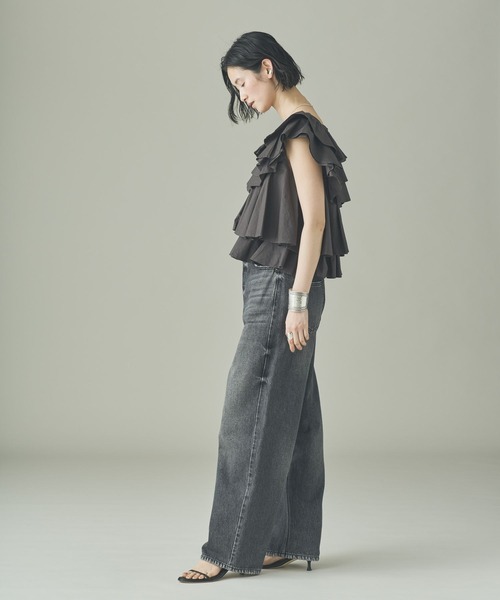 Curensology（カレンソロジー）の「Curensology(カレンソロジー)/ポプリンラッフルブラウス（シャツ/ブラウス・レディース・ホワイト/チャコールグレー/クリーム・FREE）」の14枚目の写真