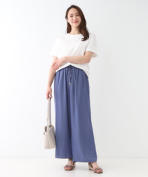 セール】【S-LL/着丈選べる】 マットサテンワイドパンツ（その他