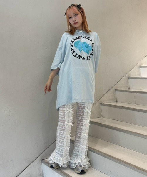 Candy Stripper（キャンディストリッパー）の「JELLY PEPE BIG BIG Tシャツ（Tシャツ/カットソー・レディース・ライトブルー/ブラック/オフホワイト・FREE）」の18枚目の写真