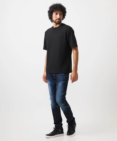 MICHEL KLEIN HOMME   （ミッシェルクランオム）の「【セットアップ】ダブルフェイスクルーネック半袖カットソー（Tシャツ/カットソー・メンズ・ブラック/オフホワイト・MEDIUM/LARGE/X-LARGE）」の7枚目の写真