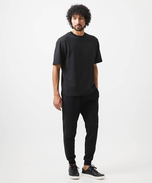 MICHEL KLEIN HOMME   （ミッシェルクランオム）の「【セットアップ】ダブルフェイスクルーネック半袖カットソー（Tシャツ/カットソー・メンズ・ブラック/オフホワイト・MEDIUM/LARGE/X-LARGE）」の8枚目の写真