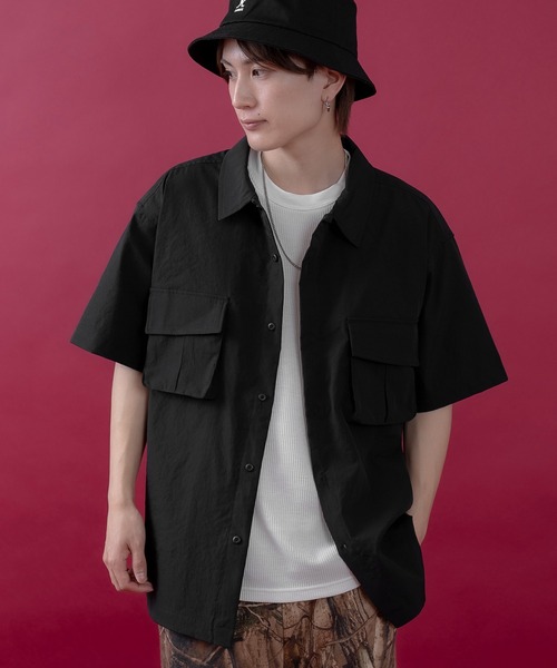 SIDEWAY STANCE（サイドウェイスタンス）の「【SIDEWAY STANCE】ポリワッシャー 半袖 ワークシャツ（シャツ/ブラウス・メンズ・カーキ/ブラック/ネイビー・LARGE/MEDIUM/SMALL/X-LARGE）」の11枚目の写真