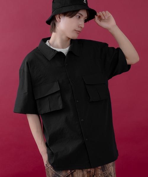 SIDEWAY STANCE（サイドウェイスタンス）の「【SIDEWAY STANCE】ポリワッシャー 半袖 ワークシャツ（シャツ/ブラウス・メンズ・カーキ/ブラック/ネイビー・LARGE/MEDIUM/SMALL/X-LARGE）」の8枚目の写真