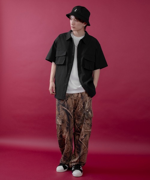 SIDEWAY STANCE（サイドウェイスタンス）の「【SIDEWAY STANCE】ポリワッシャー 半袖 ワークシャツ（シャツ/ブラウス・メンズ・カーキ/ブラック/ネイビー・LARGE/MEDIUM/SMALL/X-LARGE）」の7枚目の写真