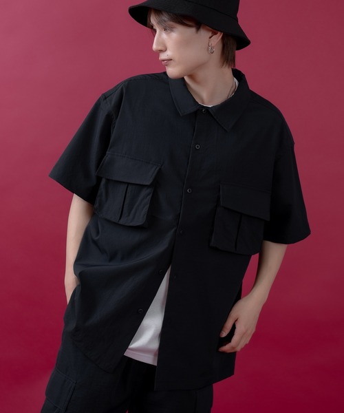 SIDEWAY STANCE（サイドウェイスタンス）の「【SIDEWAY STANCE】ポリワッシャー 半袖 ワークシャツ（シャツ/ブラウス・メンズ・カーキ/ブラック/ネイビー・LARGE/MEDIUM/SMALL/X-LARGE）」の21枚目の写真