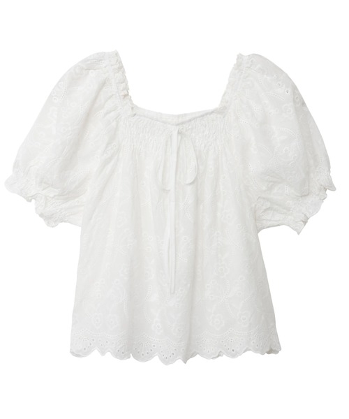 René ホワイト レース パフスリーブ シャツ René ホワイト レース パフスリーブ シャツ René ホワイト