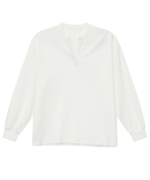 NOWLE(ノウル)の「【NOWLE】リラックスフィット キーネック プルオーバー ロンT(Tシャツ/カットソー・メンズ・ホワイト/ブラック・SMALL/MEDIUM/LARGE/X-LARGE)」の13枚目の写真