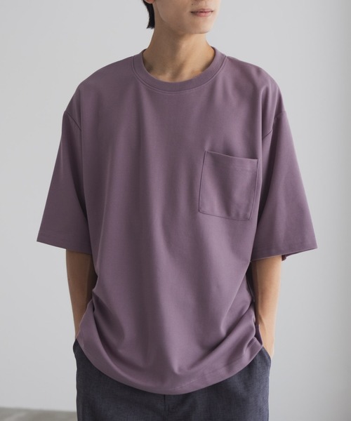 NAVY(ネイビー)の「【新色追加/10色展開】着心地のよい冷感DRY オーバーサイズTシャツ ユニセックス(Tシャツ/カットソー・メンズ・レッド/オフホワイト/グリーン/ベージュ/ネイビー/ブラック/ライトグレー/マスタード/ブラウン/ライトパープル・S/M/L/XL)」の8枚目の写真