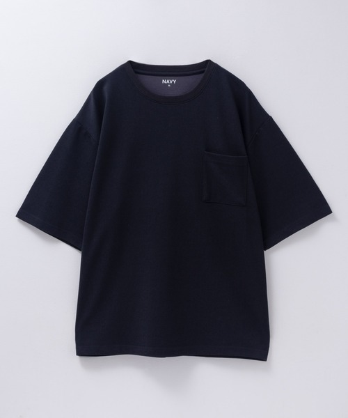 NAVY(ネイビー)の「【新色追加/10色展開】着心地のよい冷感DRY オーバーサイズTシャツ ユニセックス(Tシャツ/カットソー・メンズ・レッド/オフホワイト/グリーン/ベージュ/ネイビー/ブラック/ライトグレー/マスタード/ブラウン/ライトパープル・S/M/L/XL)」の15枚目の写真