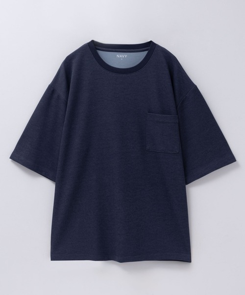 NAVY(ネイビー)の「【新色追加/10色展開】着心地のよい冷感DRY オーバーサイズTシャツ ユニセックス(Tシャツ/カットソー・メンズ・レッド/オフホワイト/グリーン/ベージュ/ネイビー/ブラック/ライトグレー/マスタード/ブラウン/ライトパープル・S/M/L/XL)」の19枚目の写真