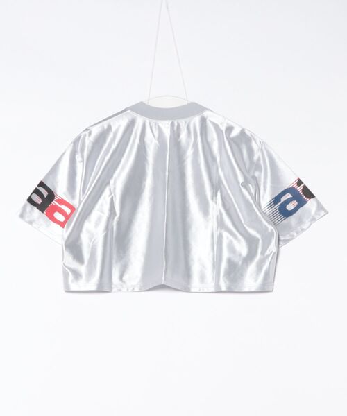 a.p.o.v.（エーピーオービー）の「a.p.o.v. クロップド丈メッシュカットナンバリングフットボールシャツ（Tシャツ/カットソー・メンズ・ブラック/ブルー/グレー/ピンク・ONESIZE）」の5枚目の写真