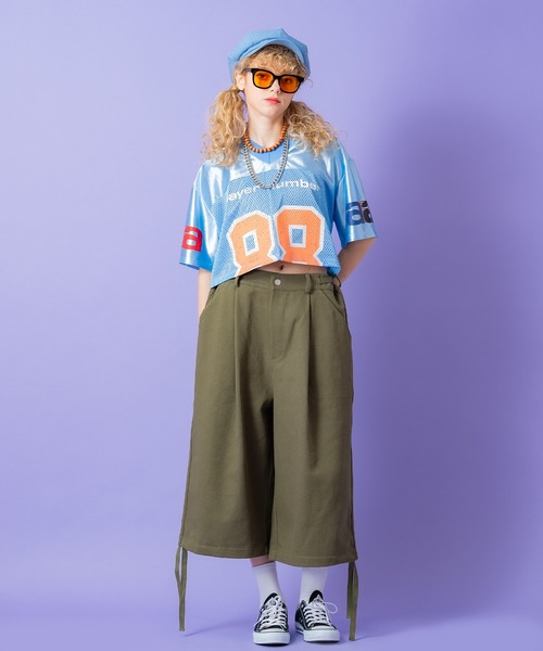 a.p.o.v.（エーピーオービー）の「a.p.o.v. クロップド丈メッシュカットナンバリングフットボールシャツ（Tシャツ/カットソー・メンズ・ブラック/ブルー/グレー/ピンク・ONESIZE）」の11枚目の写真