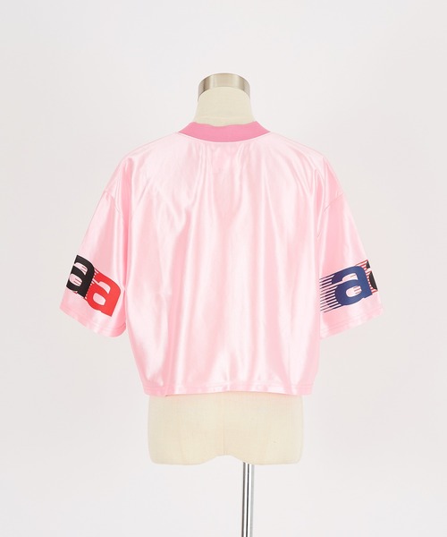 a.p.o.v.（エーピーオービー）の「a.p.o.v. クロップド丈メッシュカットナンバリングフットボールシャツ（Tシャツ/カットソー・メンズ・ブラック/ブルー/グレー/ピンク・ONESIZE）」の18枚目の写真