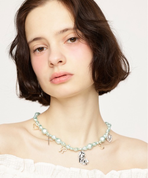 FAUX PEARL CHARM N/C フォーパール チャーム ネックレス